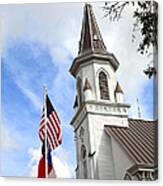 Texas Church And Flags Canvas Print