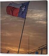 Texas Flag Flying From A Fishing Boat At Sunrise Canvas Print