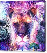 Lion and Cosmic Figures Canvas Print