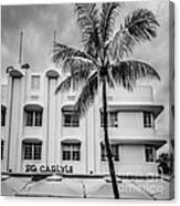The Carlyle South Beach Miami - Art Deco District - Black And White Canvas Print