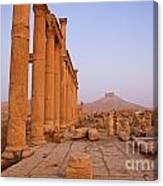 The Colonnaded Street And Arab Castle At Palmyra Syria Canvas Print