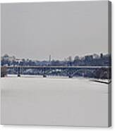 The Frozen Schuylkill And Strawberry Mansion Bridge Canvas Print