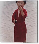 The Little Boy In The Red Silk Dress Canvas Print