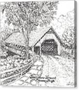 The Old Creamery Bridge Brattleboro Vt Pen Ink Canvas Print