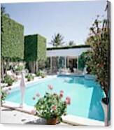 The Pool And Garden Of A Home Canvas Print