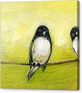Three Birds On A Wire No 2 Canvas Print