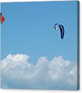 Three Kite Boarding Kites At The 2007 Barmouth Kite Festival Canvas Print