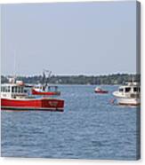 Three Red Boats Canvas Print