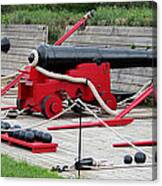Three Red Canons At Fort Mchenry Canvas Print