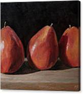 Three Red Pears Canvas Print