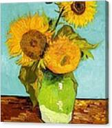 Three Sunflowers In A Vase Canvas Print
