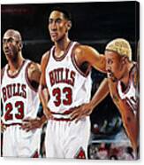 Threepeat - Chicago Bulls - Michael Jordan Scottie Pippen Dennis Rodman  Wood Print