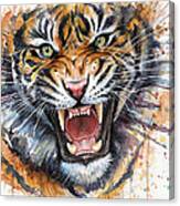 Tiger Watercolor Portrait Canvas Print