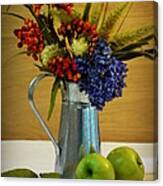 Tin Bouquet And Green Apples Canvas Print