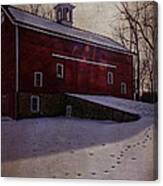 Tinicum Barn In Winter Canvas Print