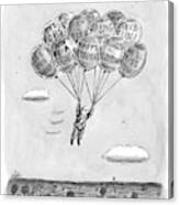 Title: Helium Parachute 
A Sad Man Floats Canvas Print