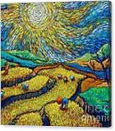 Toil Today Dream Tonight Diptych Painting Number 1 After Van Gogh Canvas Print