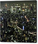 Tokyo Downtown At Night Canvas Print