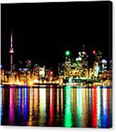 Toronto Skyline At Night From Polson St No 1 Canvas Print