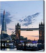 Tower Bridge And The Shard Skyscraper Canvas Print