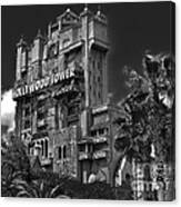 Tower Of Terror In Black And White Walt Disney World Canvas Print