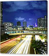 Traffic In City At Night Canvas Print