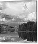 Tranquil Summer Lake - Monochrome Canvas Print