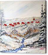 Transylvanian Village In Winter Canvas Print