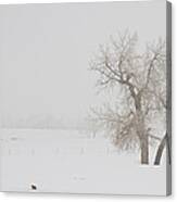 Tree Snow Fog And The Prairie Dog Canvas Print