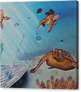 Turtles At Sea Canvas Print