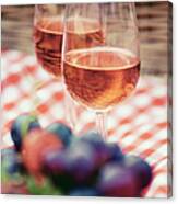 Two Glasses Of Rose At Picnic Canvas Print