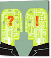 Two Men Face To Face With Circuit Board Canvas Print