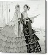 Two Women Wearing Large Dresses With Hoop Skirts Canvas Print