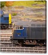 Two Yellow Blue British Rail Model Railway Train Engines Canvas Print