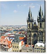 Tyn Church In Prague Old Town Square Canvas Print