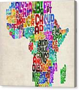 Typography Map Of Africa Canvas Print