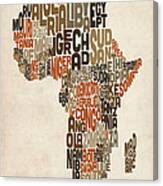 Typography Text Map Of Africa Canvas Print