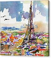 Under Paris Skies Eiffel Tower Canvas Print