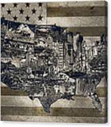 United States Flag Map Vintage 4 Canvas Print