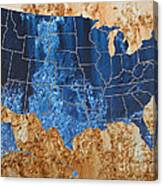 United States In Navy Blue And Rust Canvas Print