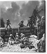 U.s. Marines Move Out From The Tarawa Canvas Print