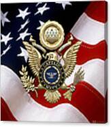 U. S.  Navy Captain - C A P T  Rank Insignia Over Gold Great Seal Eagle And Flag Canvas Print