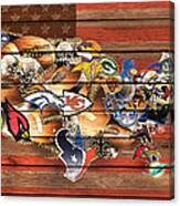 Usa Nfl Map Collage 10 Canvas Print