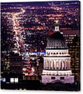 Utah Capitol And State Street At Night Canvas Print
