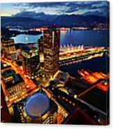 Vancouver City Skyline At Twilight Canvas Print