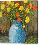 Vase Of Marigolds Canvas Print