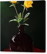Vase With Yellow Roses Canvas Print