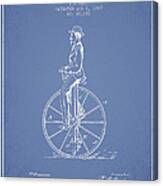 Velocipede Patent Drawing From 1869- Light Blue Canvas Print