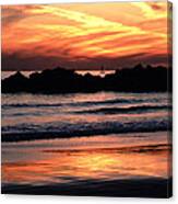 Venice Beach Breaker Orange Yellow Sunset Canvas Print