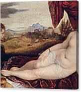 Venus With The Organ Player Canvas Print